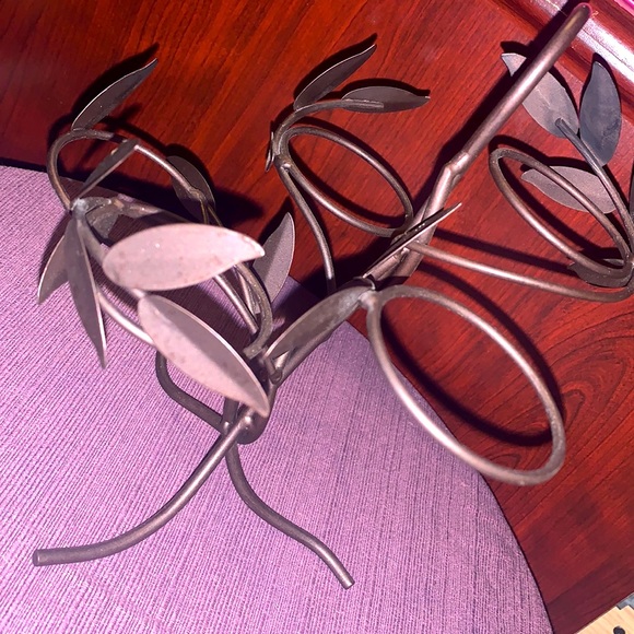 Brown Wrought Iron Tree With Branches And Leaves Candle Holder 8.5”Wx9”H - Picture 6 of 7